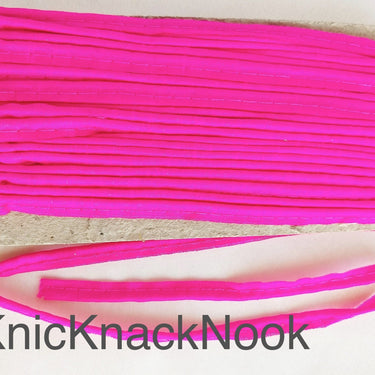 2mm Flanged Insertion Piping on 9mm Band, Fuchsia Pink Art Silk Fabric Trim, Cord piping Trim